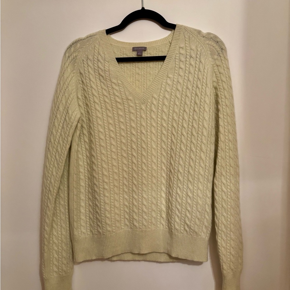 Vintage Ann Taylor 100% Cashmere Sweater in Light Yellow